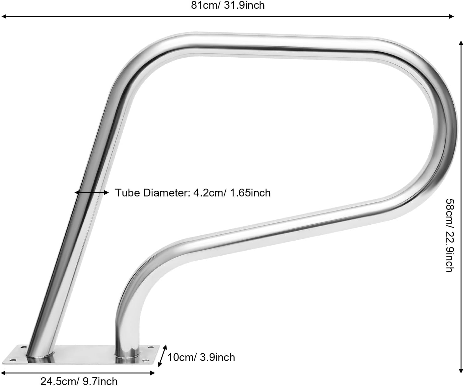 Pool Rail Pool Railing 304 Stainless Steel 264.55 LBS Load Capacity Silver U-Shaped Handrail Humanized Swimming Pool Handrail with Blue Grip Cover & Other Accessories