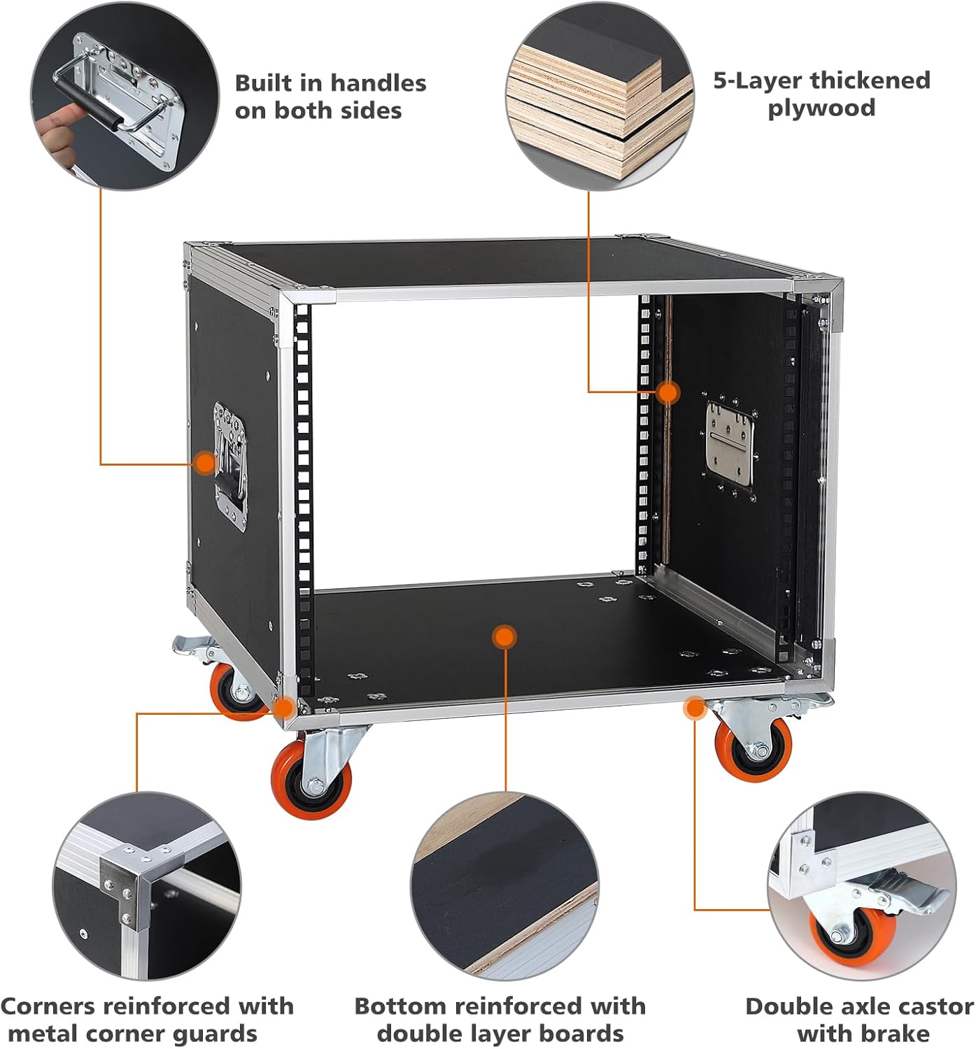 AV Gear Rack 8U Home Audio & Video Stage Stereo Equipment Storage Cabinet Stand On Wheels - 8U 19in Server IT Network Data Devices Storage Rack Cabinet - SC01-8U