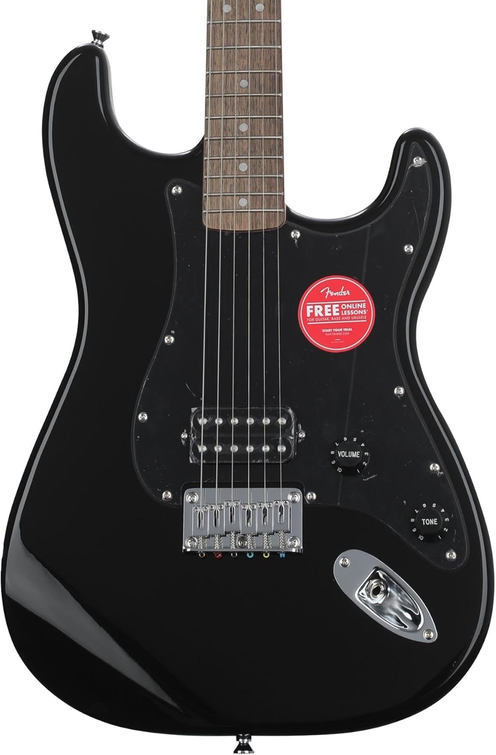 Fender Squier Sonic Stratocaster HT H Electric Guitar, Black, Includes Tuner and Strap