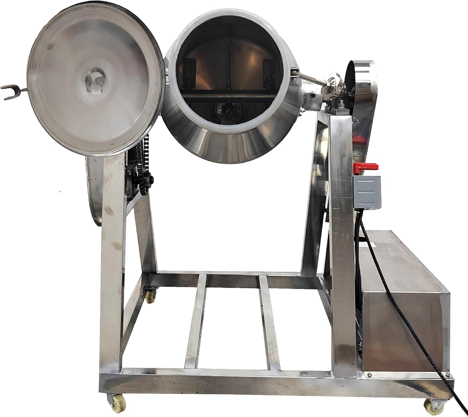 Dry Powder Mixer Drum Mixer Drum Blender Mixing Machine Stainless Steel Butterfly Valve Type Discharge Port 30L 3KW 110V for Powdery Granular Materials
