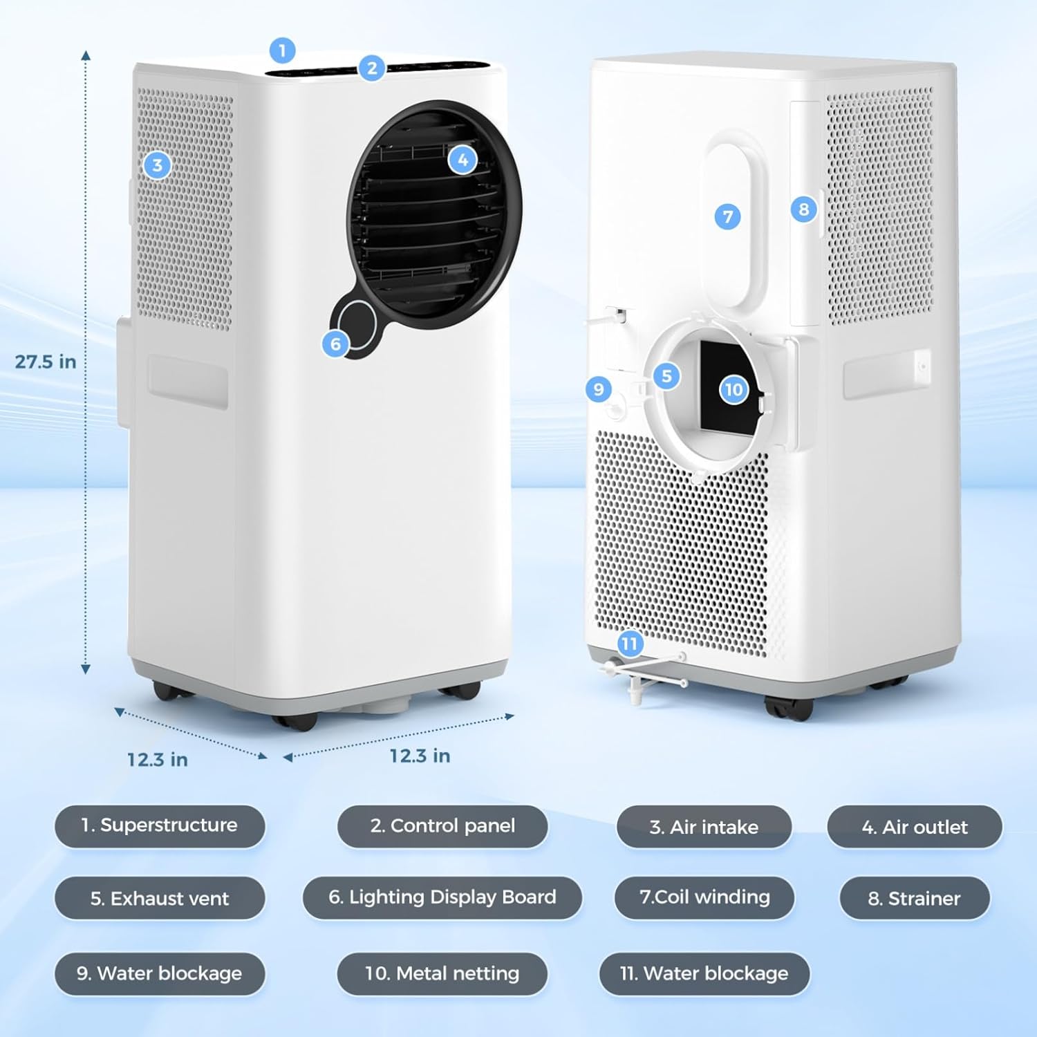 Portable Air Conditioners, 16000 BTU Smart Room Air Conditioner with Cooling/Dehumidifier/Fan, auto Oscillation, 24-Hour Timed Remote Control