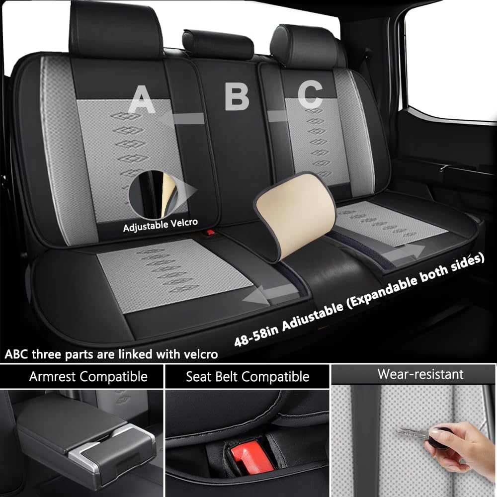 Full Set Seat Covers for Toyota Highlander 2001-2024,Leather Car Seat Covers,Interior Accessories Seat Covers,Waterproof Car Seat Protectors for Highlander(Black Gray,Deluxe)