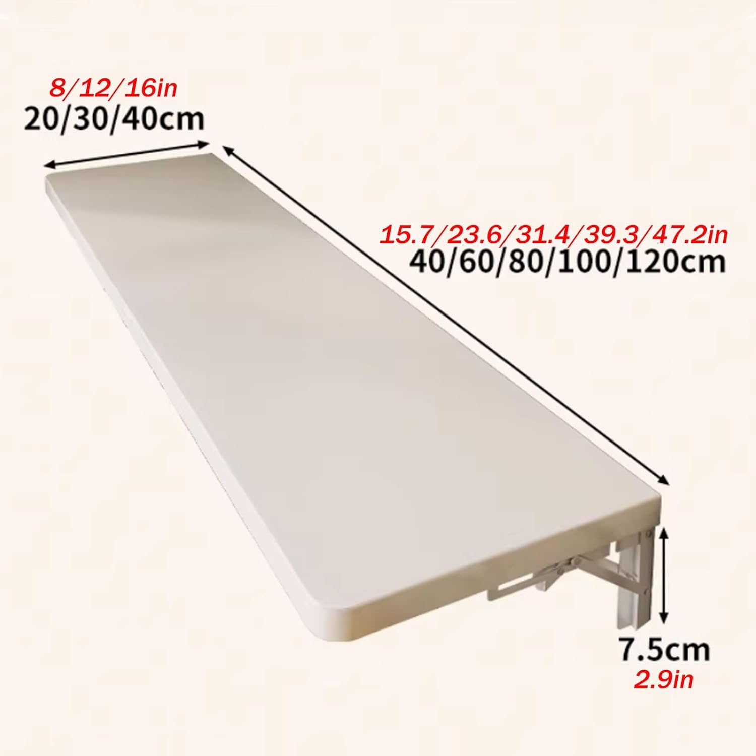 JKGHK Wall Mounted Radiator Shelf, 90° Foldable Radiator Covers for Home, Floating Over Radiators Cover Storage Table with Shelf Brackets, for Home, Dining, Office(White,47x16in/120x40cm)