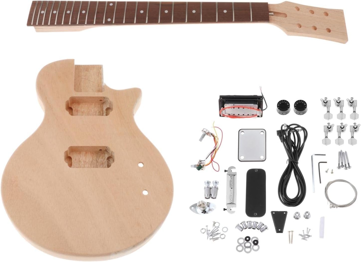 TSTS Unfinished DIY 6 Strings Electric Guitar Kit Mahogany Body & Neck Rosewood Fingerboard Unfinished Electric Guitar Kit