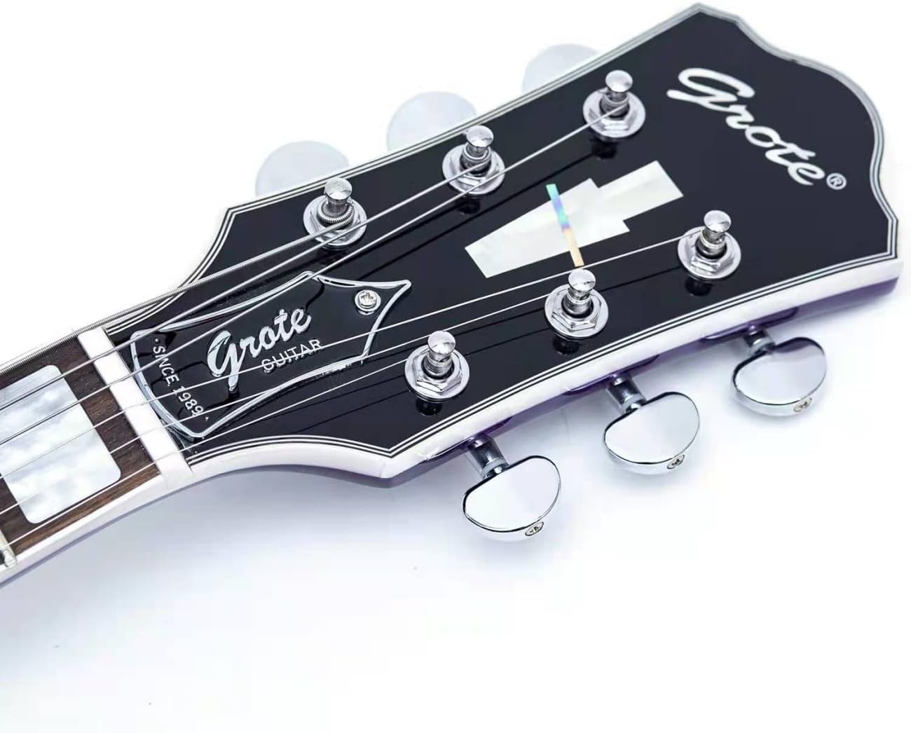 GT335-Electric Guitar with Humbucker Pickups, Ash Wood Body, Maple Neck, Rosewood Fretboard, 7 Strings, Green (GT335-02-purple)