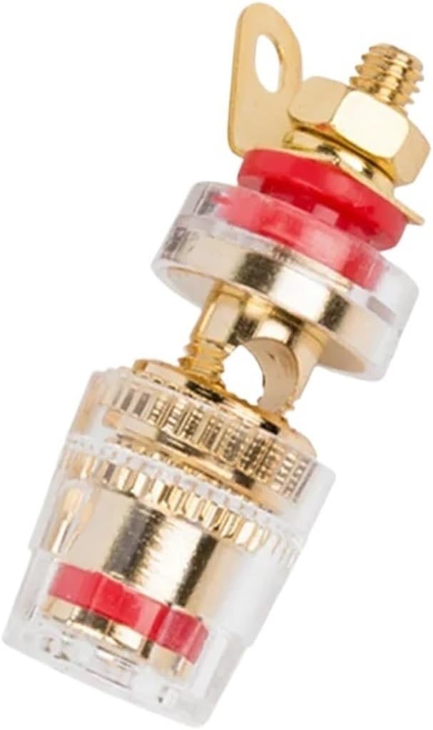 2PCS Audio Connector Terminals Banana Socket 4mm Binding Post Terminal Brass Gold Plated for Speaker Amplifier Acoustic(20PCS,Red-01)