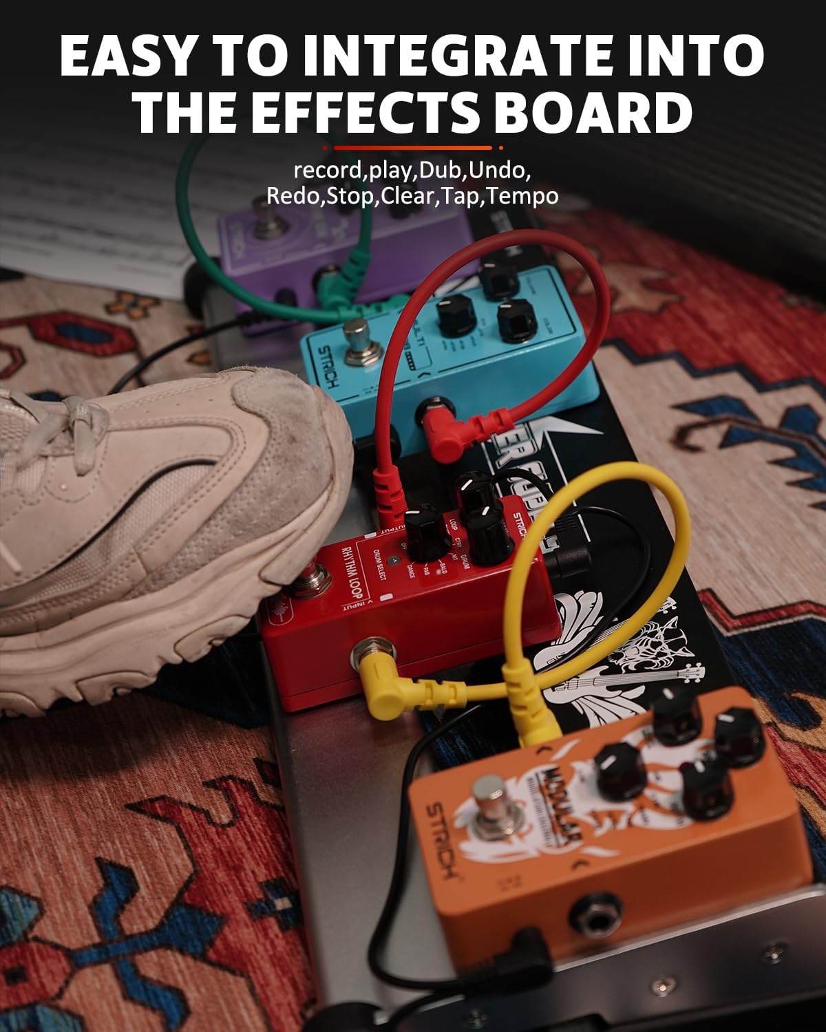 STRICH SL-03 Rhythm Loop Guitar Pedal 360s Phrase Looper (Unlimited Overdubs), Stereo Looper Pedal Guitar Pedal with Built-in Drum Machine, 100 Diverse Drum Patterns, 160 Minutes Recording Time