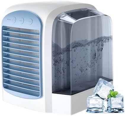 Air Conditioner, 380ml Large Water Tank, Portable Ac Cooler Water from Air Conditioner,Fast Cooling with Dynamic Ice Mist Technology,3 Wind Speeds(Blue)