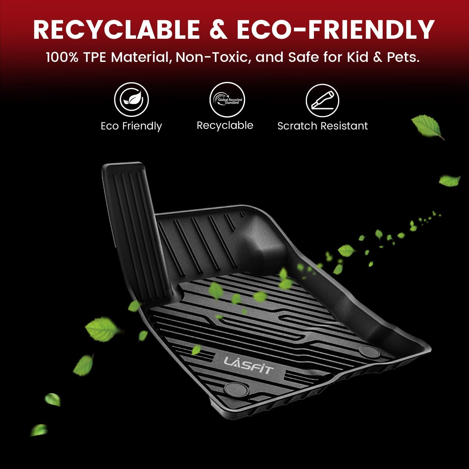 LASFIT Floor Mats for Ford Explorer 2020-2021 6 Passenger TPE Custom Fit All Weather Protector Anti-Slip Floor Liners, 2021 2020 Explorer 6 Seats Accessories, 1st 2nd & 3rd Row, 4pcs Black