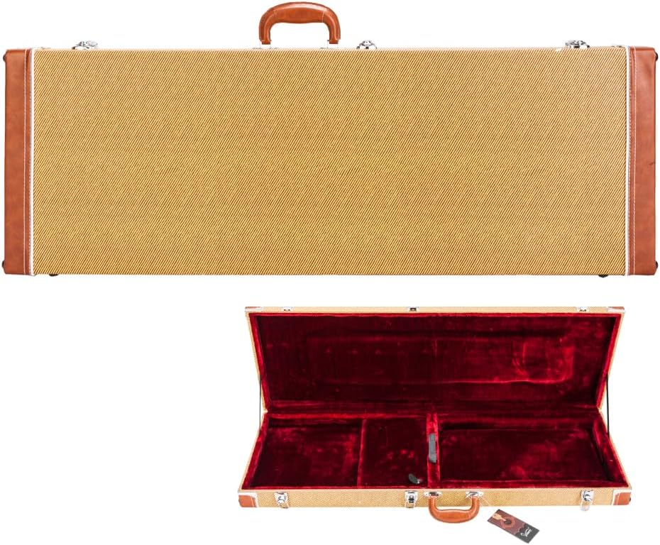 GLARRY Electric Guitar Hard Shell Case Portable Square Guitar Case Wooden 39-Inch With Neck & Bridge Padding