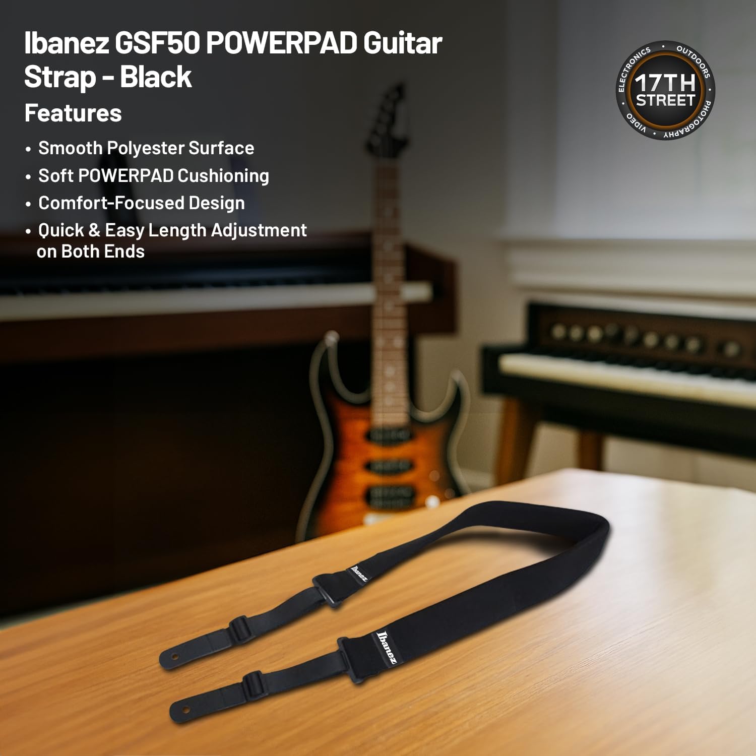 Ibanez GSRM20 4-String Bass Guitar (Transparent Red) - Right Handed Poplar Body Bass with GSF50 Powerpad Strap, 15 Pack Guitar Picks with Storage Box & Microfiber Cleaning Cloth (Bundle Set)