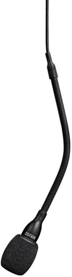 Shure MX202 Overhead Microphone - Black, Cardioid Condenser Mic with 3 Pin XLR Connector, Preamp Included (MX202B/C)