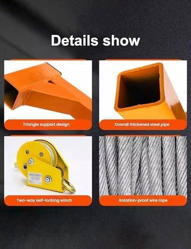 Heavy-Duty Air Conditioner Bracket & Lifting Tool - A/C Unit Crane with Manual Winch Hoist (150kg Capacity 25m Height) for Easy Outdoor Installation