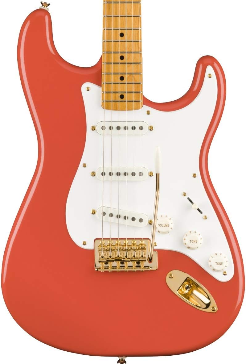 Squier Classic Vibe FSR 50s Stratocaster Electric Guitar, Fiesta Red, Maple Fingerboard