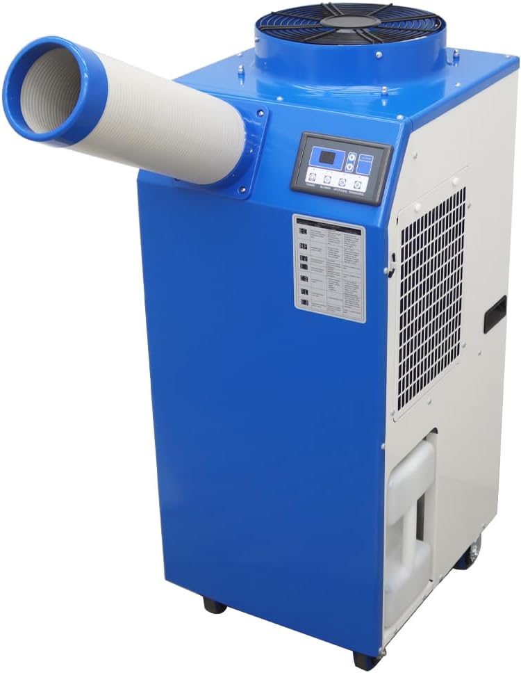 Industrial Portable Air Conditioner with Wheels 14L Large Tank Commercial Spot Cooler Adjustable Air Outlet Ideal for Hospitals Workshops Outdoor Events 110V 1.4KW