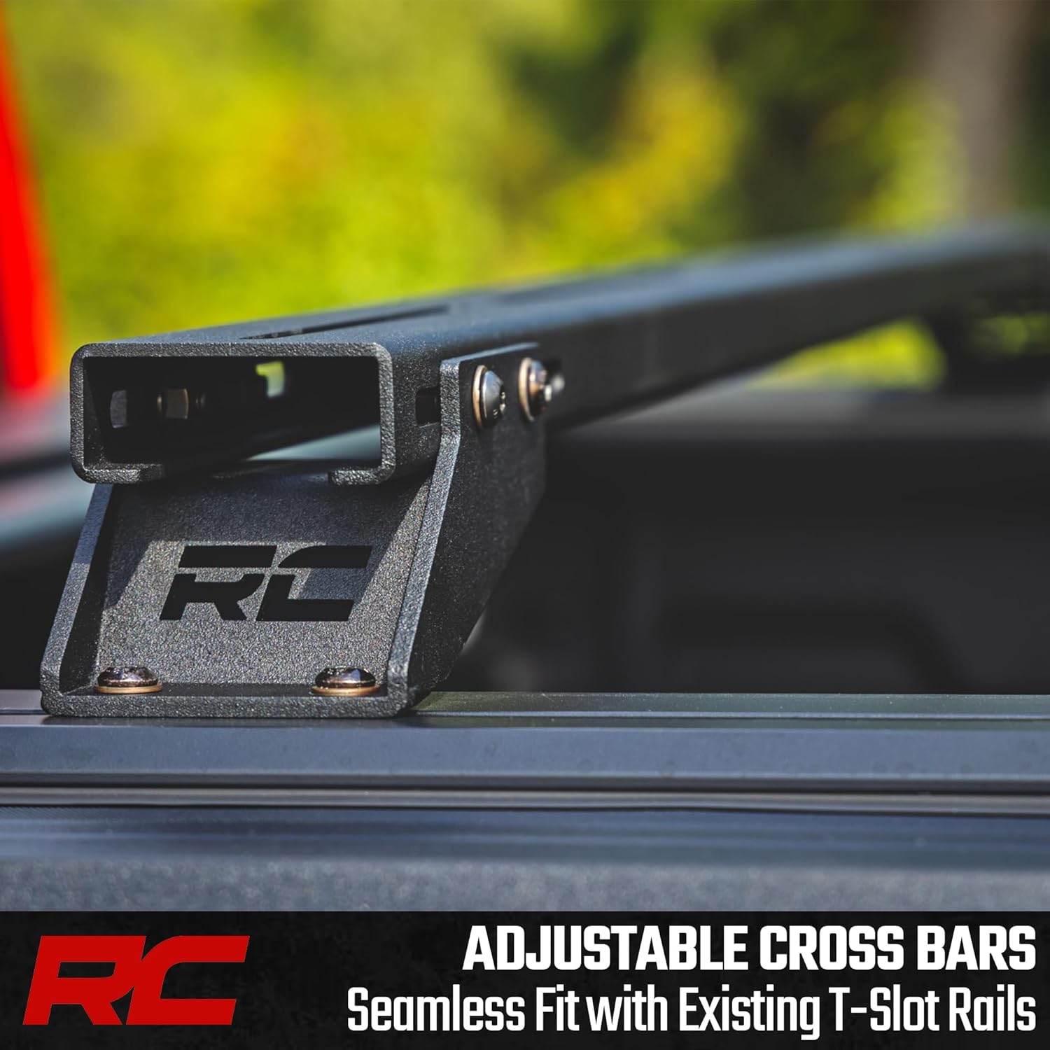 Rough Country Adjustable T-Slot Crossbars for Pickup Truck Beds – Fits 57.25