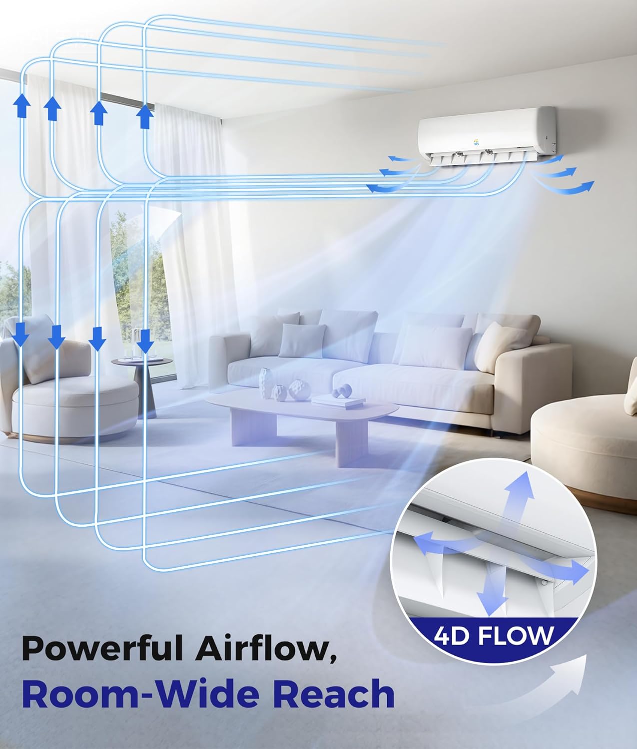 Mini Split Air Conditioner - 11500 BTU Ductless Mini Split Ac/Heating System, 115V 17 SEER2, Precharged Inverter Split AC Unit with Heat Pump System, 750 Sq. Ft, R32 with Installation Kit