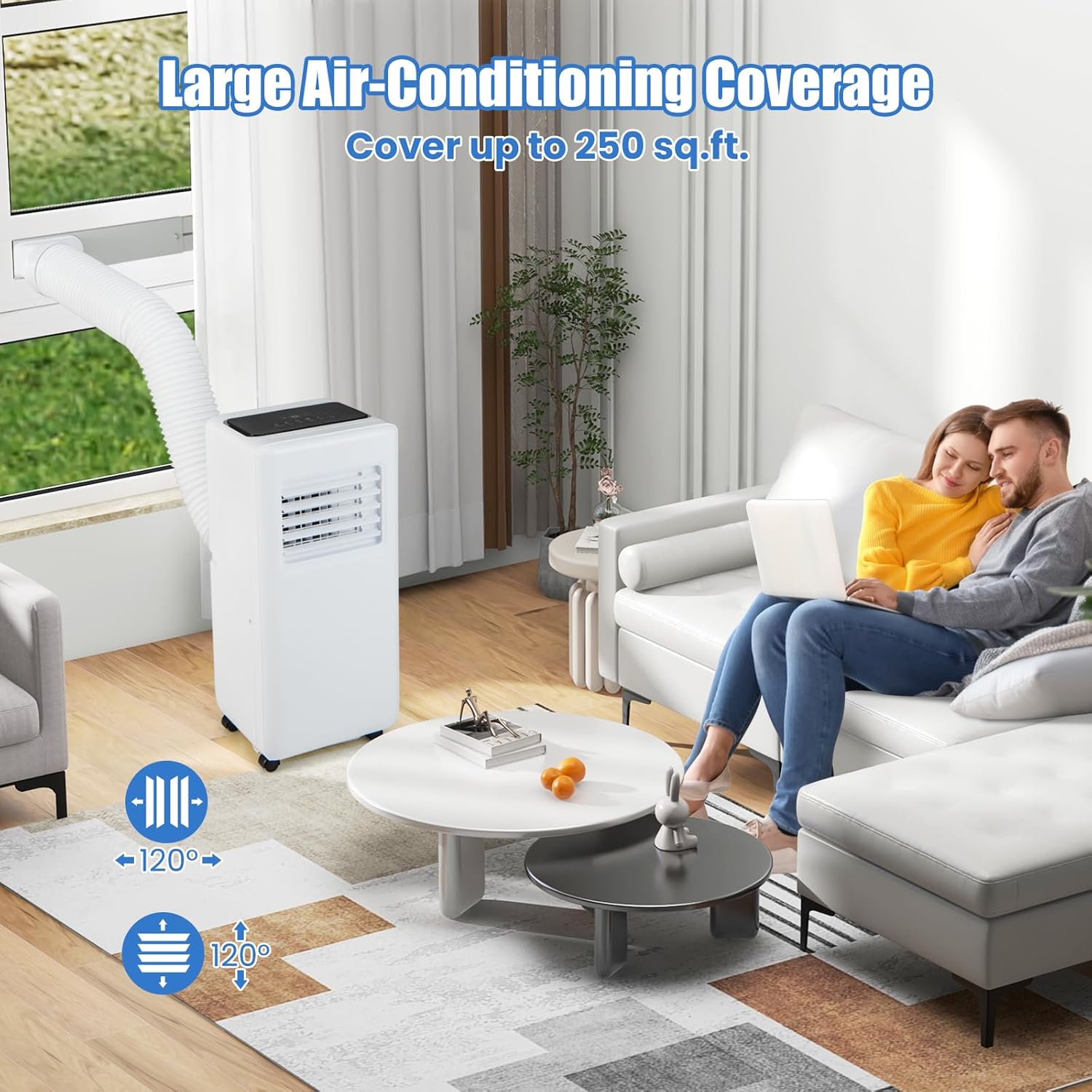 DORTALA 8000 BTU Portable Air Conditioner, 3-in-1 Floor Standing AC Unit with Remote Control, 24H Timer, Window Installation Kit, Cool Rooms Up to 250 Sq.Ft