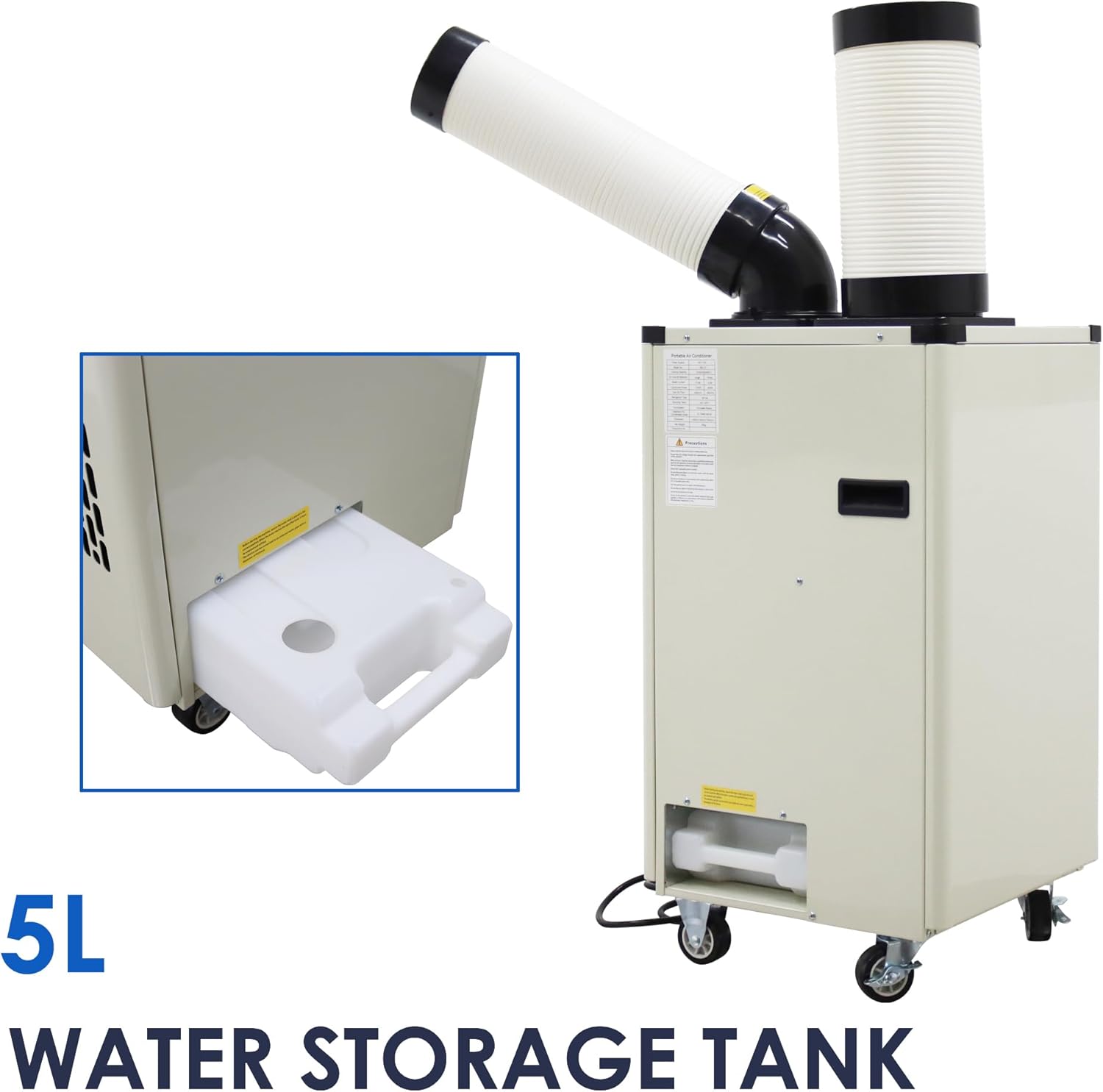 Portable Air Conditioner 9180 BTU Industrial Spot Cooler Air Conditioner 350-450m³/h Mobile Outdoor Indoor Cooling Aircon Louver Type 110V 1000W