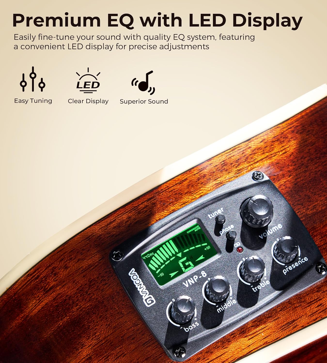 Vangoa 12 String Guitar Solid Wood, Twelve String Acoustic Electric Guitar Kit with Premium Spruce Top, Mahogany Body, Upgraded EQ, Bone Nut, Saddle, Classical Brown