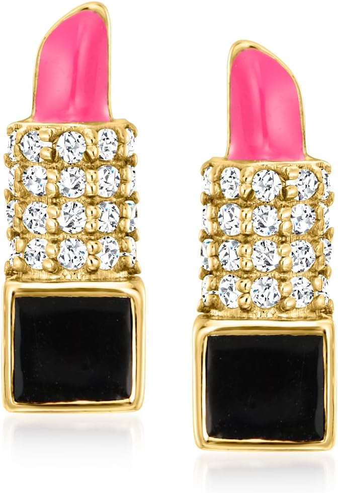 Ross-Simons 1.40 ct. t.w. Pink and White Topaz Jewelry Set With Multicolored Enamel: 3 Pairs Of Accessory Earrings in 18kt Gold Over Sterling