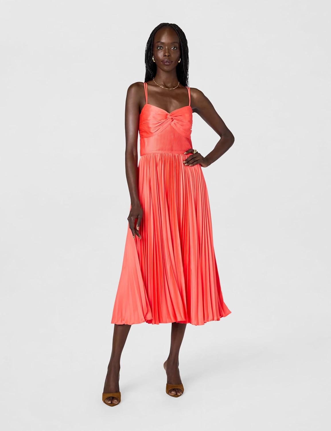 Amur Womens Krisley Pleated Midi Dress