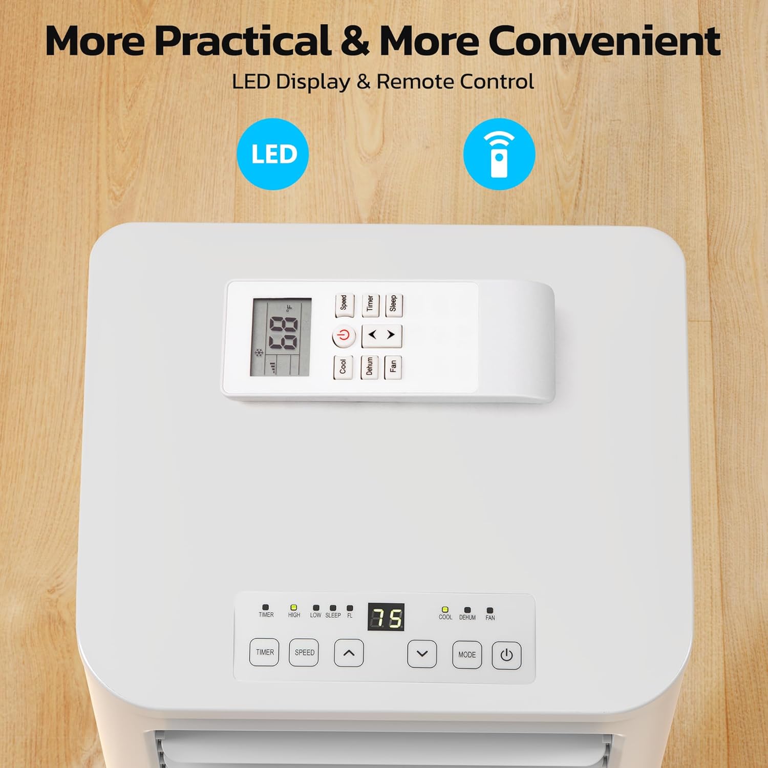 ZAFRO 8,000 BTU Portable Air Conditioners, 4 Modes Portable AC Unit Built-in Cool/Dehumidifier/Fan/Sleep, 24Hrs Timer, for Bedroom/Indoor Rooms, White