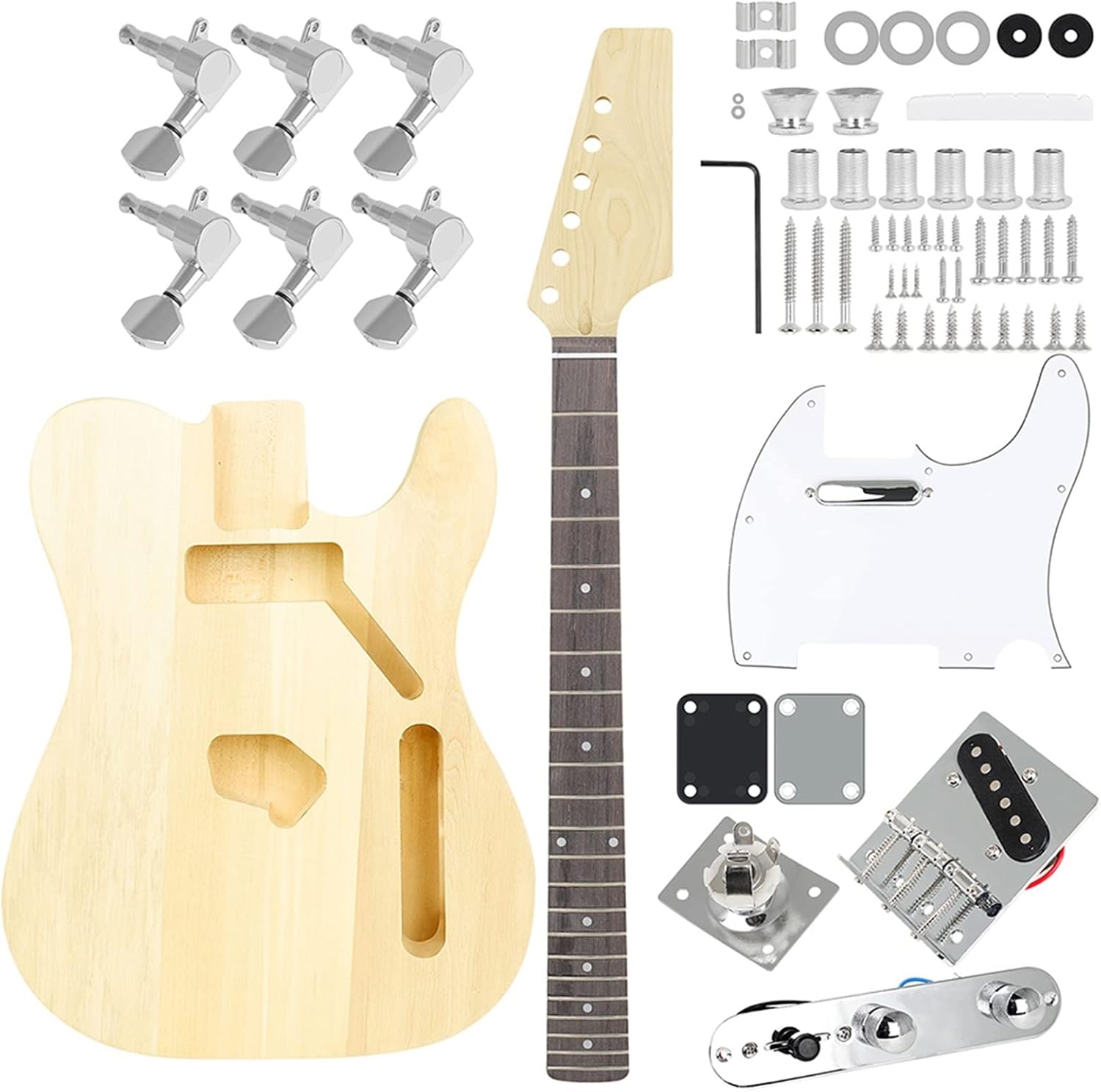 Basswood Blank Surface Draw Freely Easy Installation Hand-Assembled Electric Guitar Kit Unfinished Guitar Set (Color : 01)