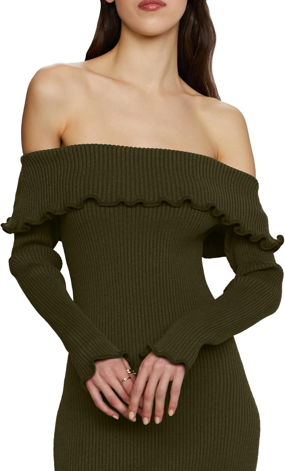 AMUR Women's Meadow Lettuce Edge Midi Dress