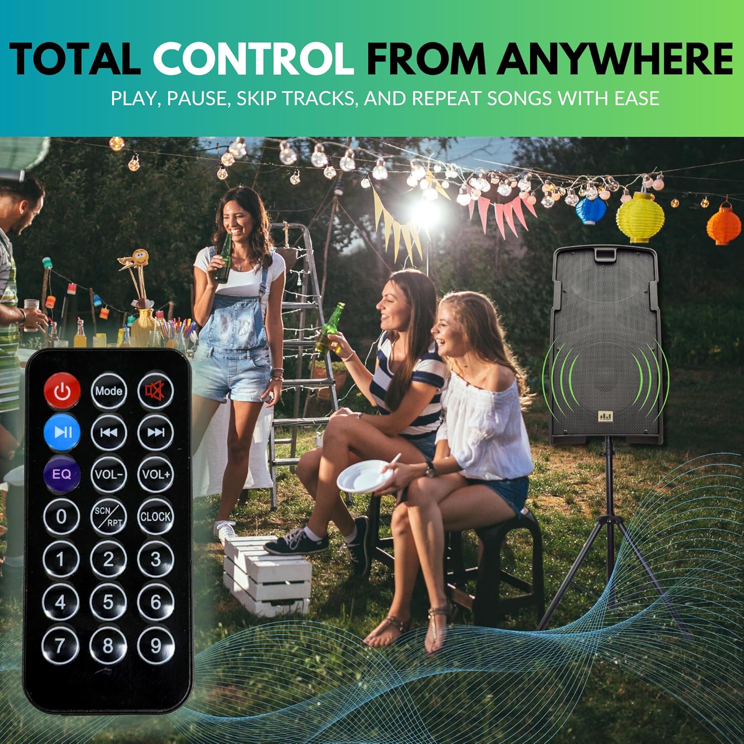 MUSYSIC PA Speaker System with 2000W Amp & Wireless UHF Microphone System-Rechargable pa System and 5 Ch Mixer wtih Power Amplifier for PA Systems- DJ & Portable Sound System-Bluetooth speaker-10