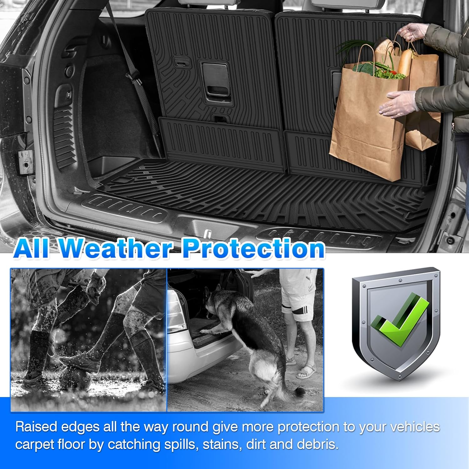 Durango Cargo Liner - Trunk Mat for Dodge Durango 6 & 7 Seats 2016-2025 2026, All Weather Cargo Mat for Durango Accessories, Heavy Duty Car Mats, Car Accessories