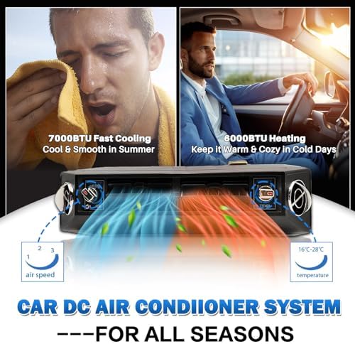 12V Air Conditioner for Car w/Heat 10000BTU, Under Dash 12 Volt Air Conditioner, 3-in-1 Compressor&Condenser DC AC 12V, Low Noise Rapid Cooling for Car, Automotive, Sedan, Pickup