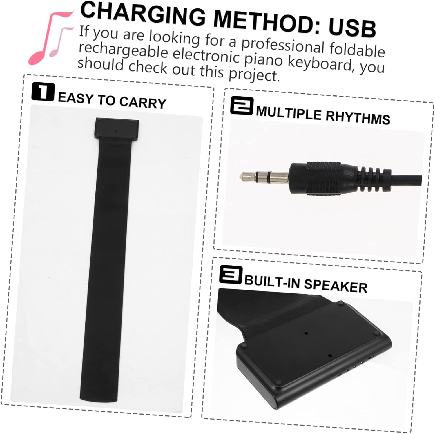 Generic Key Portable Electronic Up Piano Foldable Keyboard with Recording Multi Finger Chord Accompaniment USB Connection for Music Learning and Entertainment