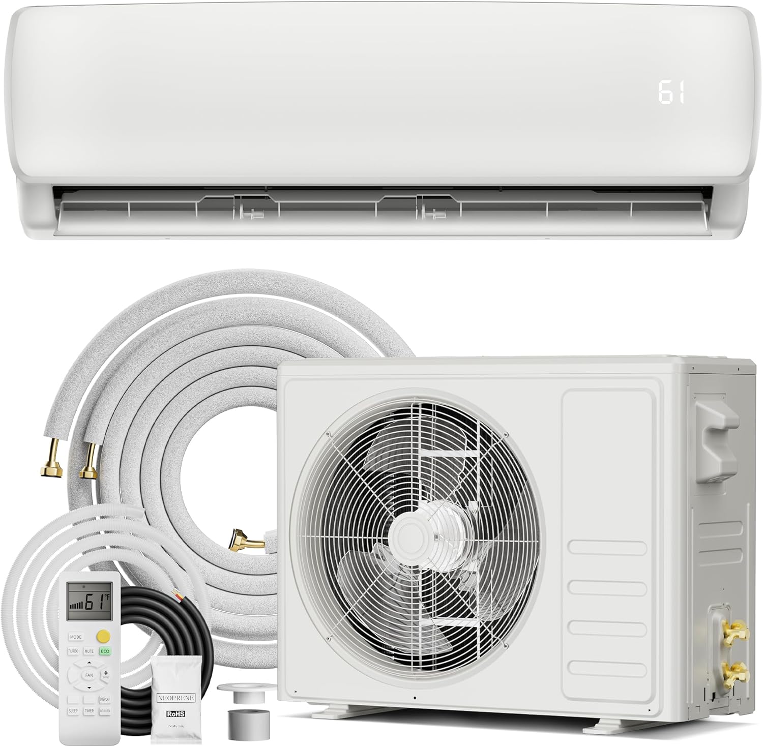 9000 BTU Mini Split AC/Heating System,19 SEER2 110/120V Energy Efficient Ductless Inverter System,Cools Up to 450 Sq.Ft with Pre-Charged Condenser,Heat Pump & Installation Kits
