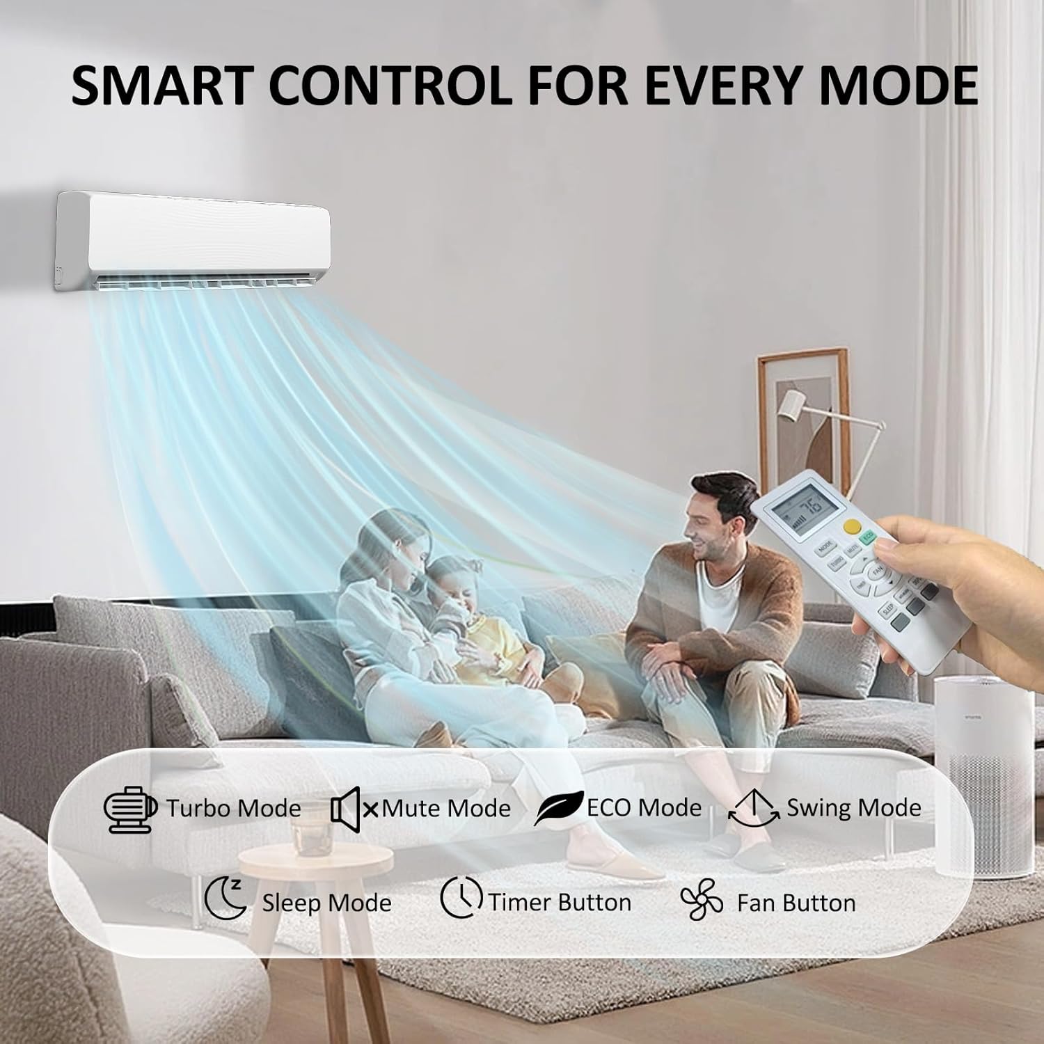 18000 BTU Mini Split Air Conditioner & Heater, 19 SEER2 230V Inverter Ductless Wall-Mounted AC Split Unit with Pre-Charged Condenser Cools Room Up to 1250 Sq.Ft, Heat Pump & Installation Kits