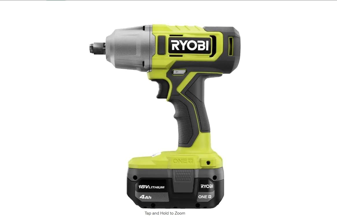 RYOBI ONE+ 18V Cordless 1/2 in. Impact Wrench Kit with 4.0 Ah Battery and Charger, (PCL265K1)