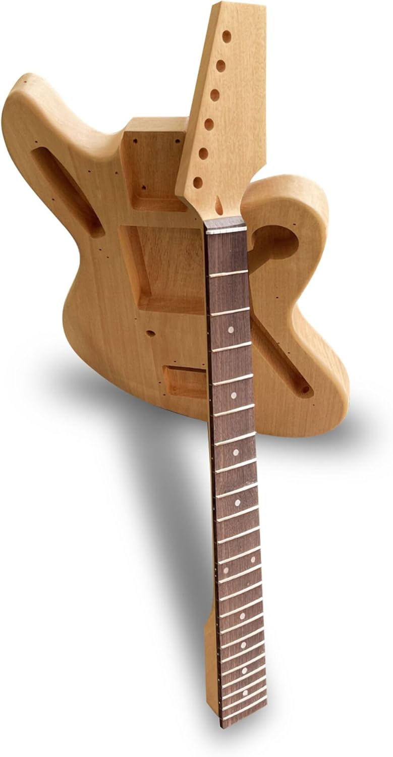 DIY Electric Guitar Kit Beginner Kit 6 String Right Handed with Mahogany Body Mahogany Neck Rosewood Fingerboard Chrome Hardware Build Your Own Guitar.