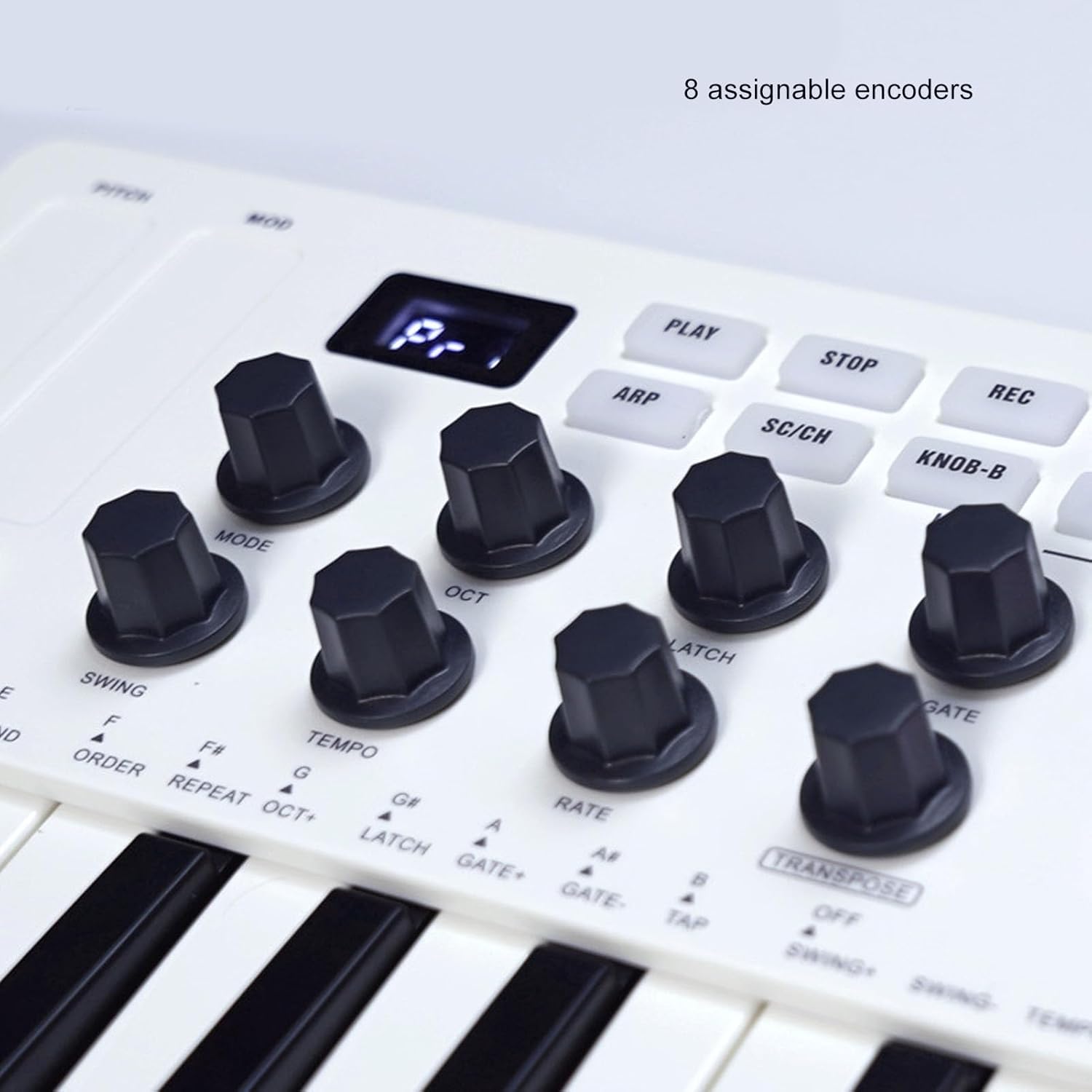 Eujgoov Portable 25 Key MIDI Keyboard Controller Dynamic Keybed Wireless USB Keyboard with Pads Knobs