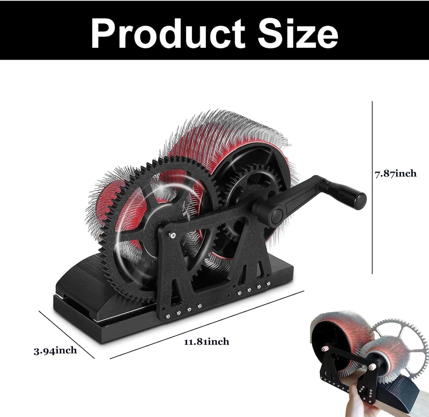 Vsdpve Manual Wool Carding Machine, Wooden Drum Carder for DIY Felting, Fast Color Mixing & Fiber Blending, Hand Crank Wool Carder for Combing, Removing Impurities, and Making Felt Projects