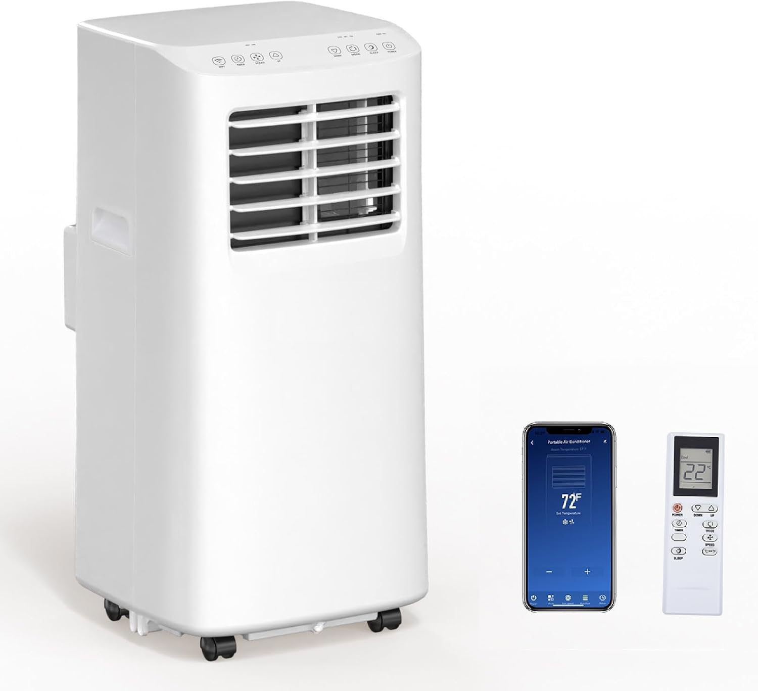 Bonnlo Smart 9,000 BTU Portable Air Conditioner with Remote & APP Function, 3-in-1 Coolor, Dehumidifier, Fan for Rooms up to 350 Sq.Ft., Floor AC Unit with Timer, Rolling Wheels & Installation Kit