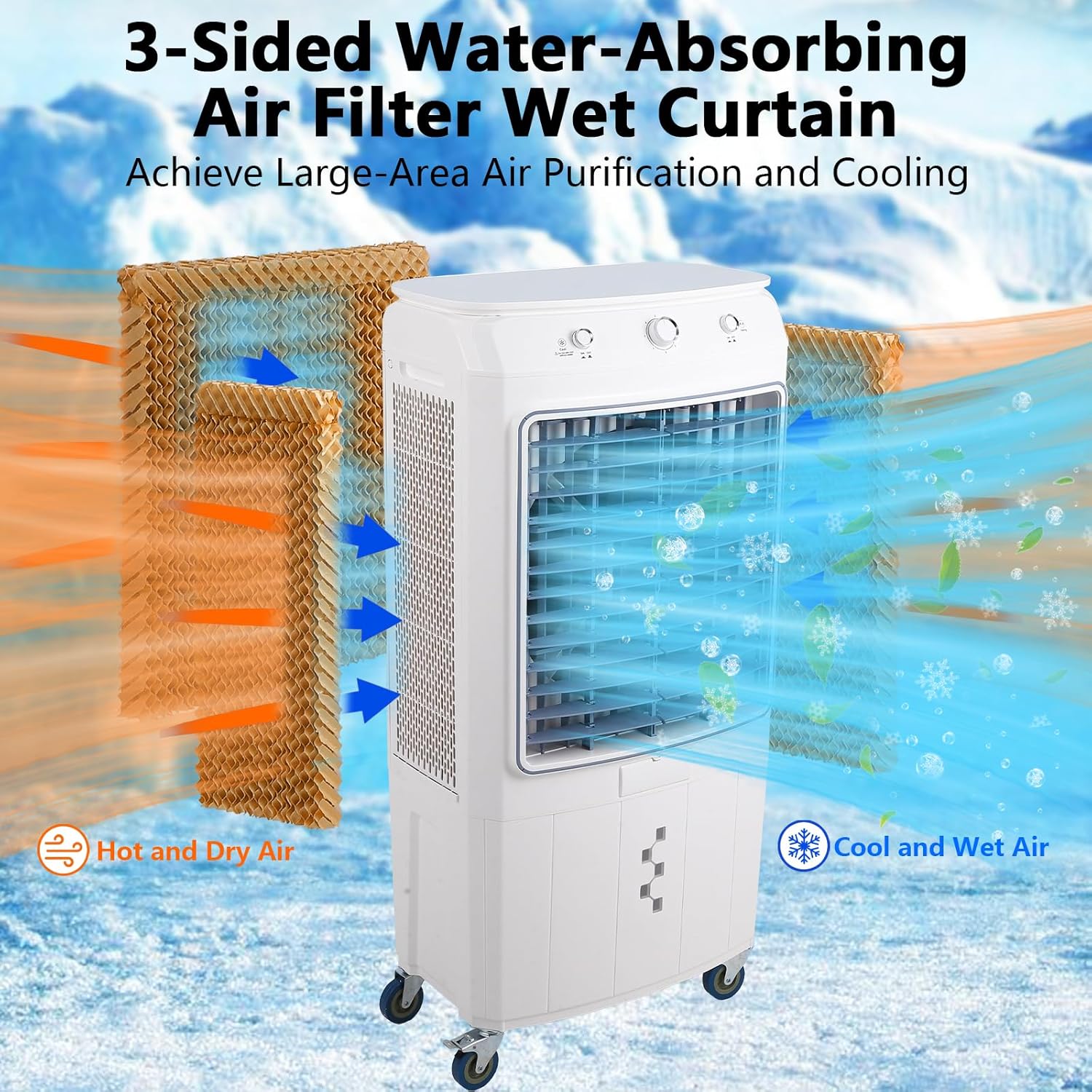 4100CFM 3-in-1 Swamp Cooler with Remote Control & 4 Ice Boxes, Portable Evaporative Air Cooler for Commercial Use, 15.8Gal Tank, 24H Timer & Remote Control, Indoor/Outdoor Cooling Fan