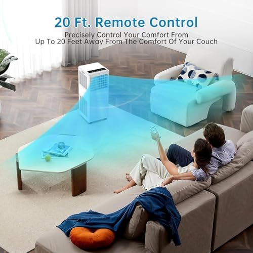 Portable Air Conditioner, 8000 BTU Portable AC Unit Cooling Up to 350 Sq.Ft, 3-In-1 Air Conditioner with Fan & Dehumidifier Mode, Remote Control, LED Display, 24 Timer for Bedroom, Living Room, Office