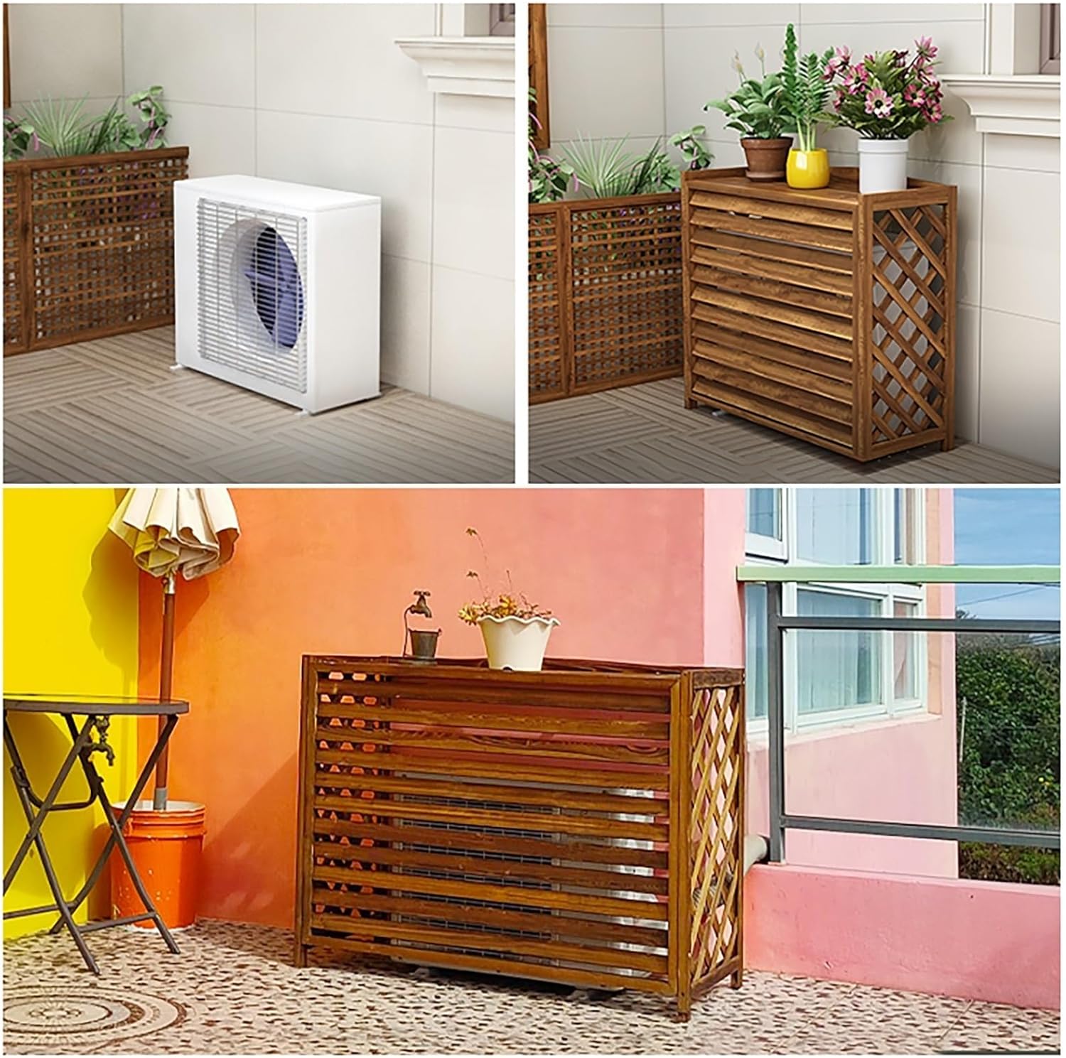 Outdoor Air Conditioner Cover Fence Screen Privacy Screen, Trash Can Enclosure, Decorative Flower Stand Condenser Protective Cover, Ac Fence for Outside Unit (Size : 105x47x80cm 41.3x18.5x31.5in)