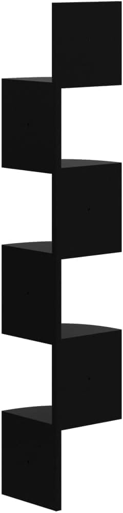 Black High-Gloss Corner Floating Shelf 7.5x7.5x48.4 in Tall Narrow Wall Mount Display Ladder for Living Room Bedroom Bathroom Modern Storage Decor