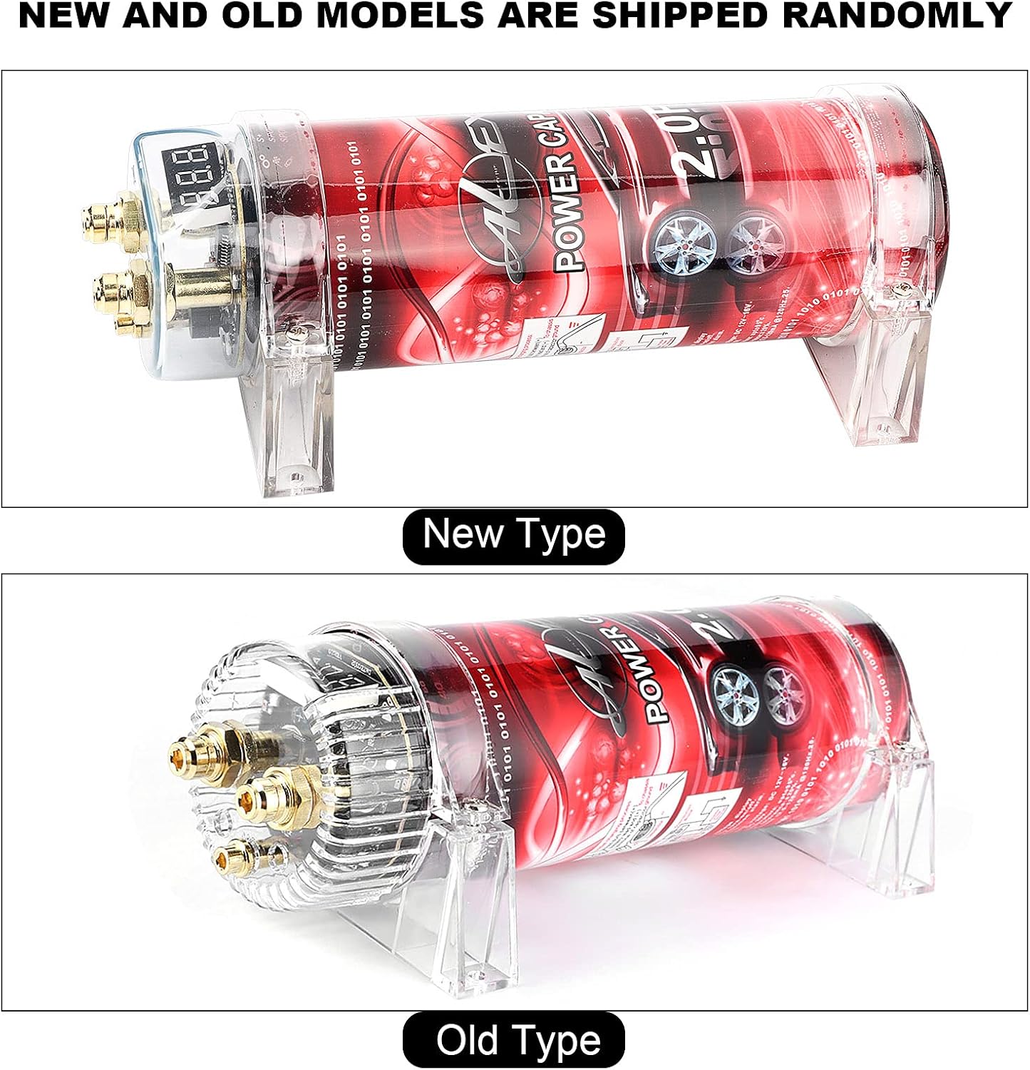 2 Farad Power Capacitor, 10‑16V DC Car Audio Power Capacitor Amplifier Voltage Regulator Red LED Modified Auto Parts