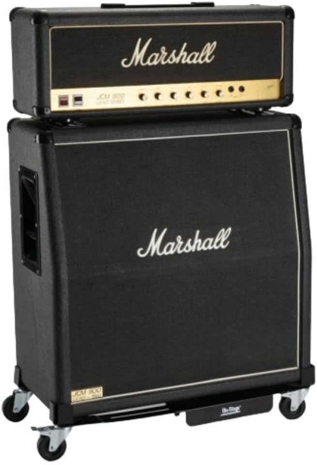 On-Stage AG5000 Amp Glider (Installation-Free Casters for Amplifiers, Rolling-Cart Attachment, Attachable Dolly, Amp Roller, Adjustable Length and Width, Solid Wheels, Heavy-Duty Steel, Black)