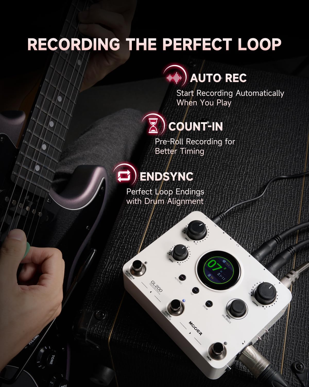 MOOER GL200 Looper Pedal Drum Machine, Drum Looper Guitar Pedal with 800 Mins Loop Dual TRS MIDI I/O Custom Drum Kits MIDI Groove Import Bluetooth Audio Integration Supports Microphone Headphone