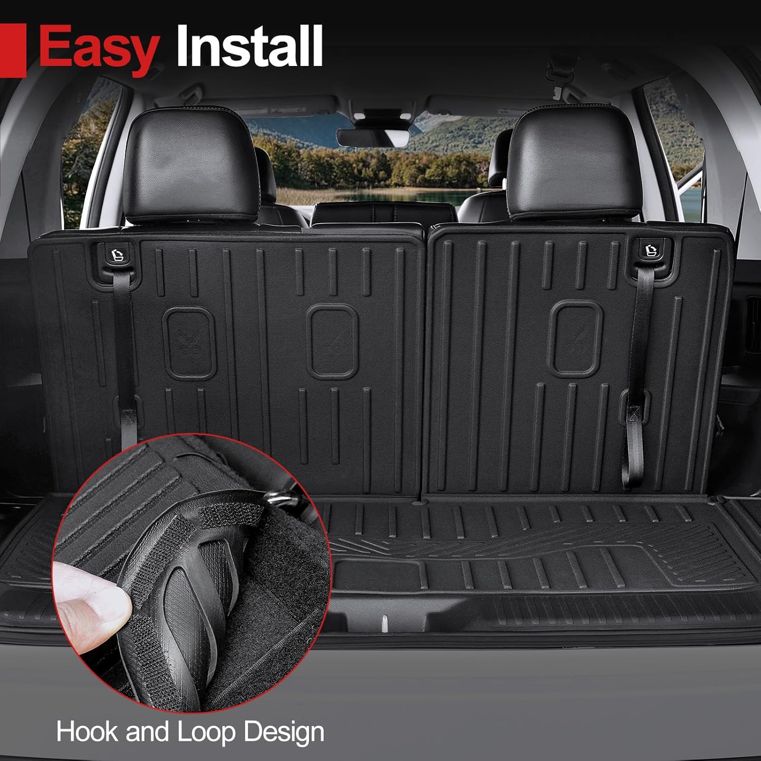 Floor Mats for 2023-2025 2026 Honda Pilot, Cargo Mat with Backrest Mat All Weather TPE Cargo Liner Replacement Protection for 2025 Honda Pilot Accessories Door Sill Guards