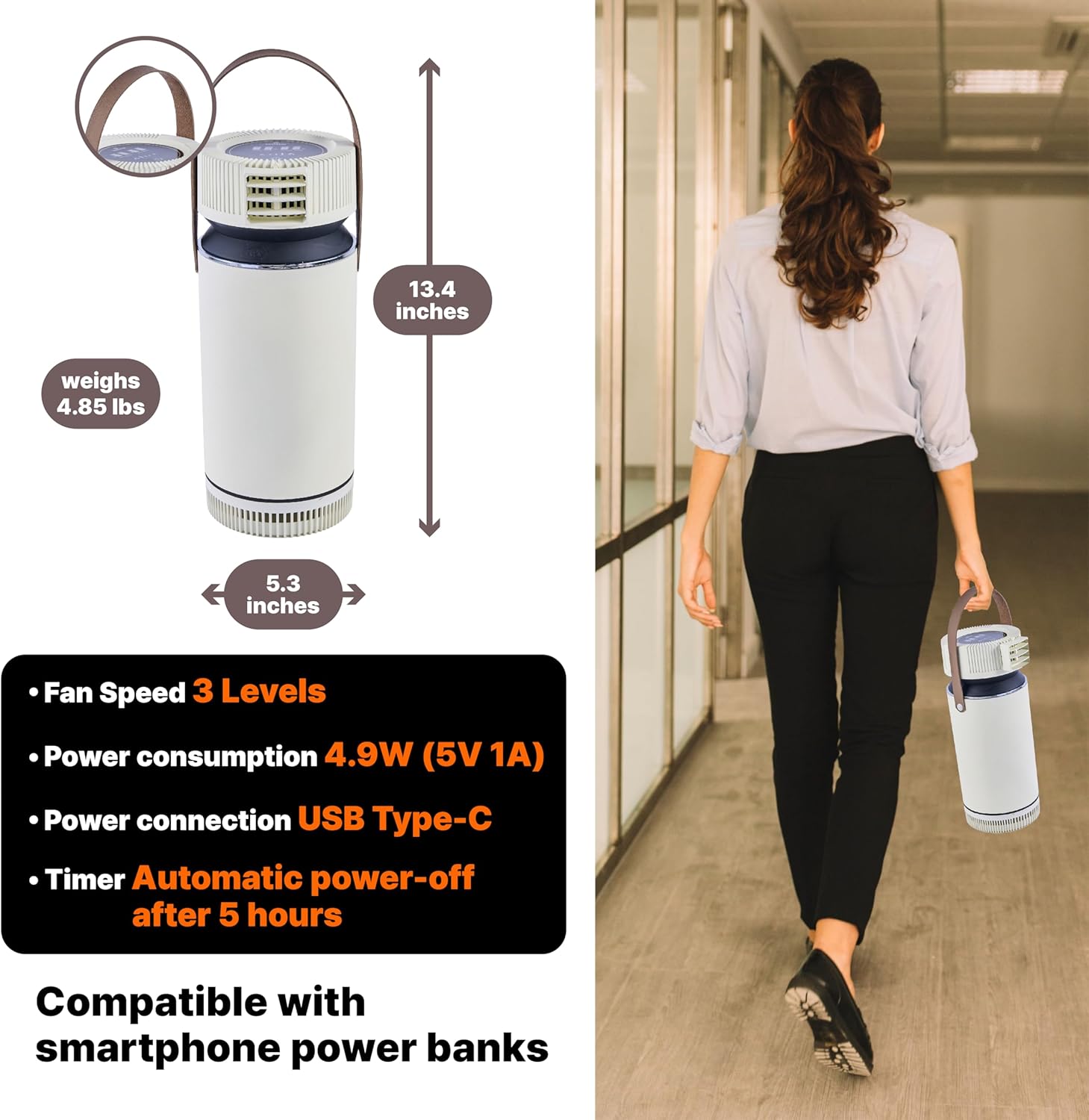 Portable Heatsink Air Cooler (Filter-Free, USB, Ice Use, Compact, No Humidity Added)
