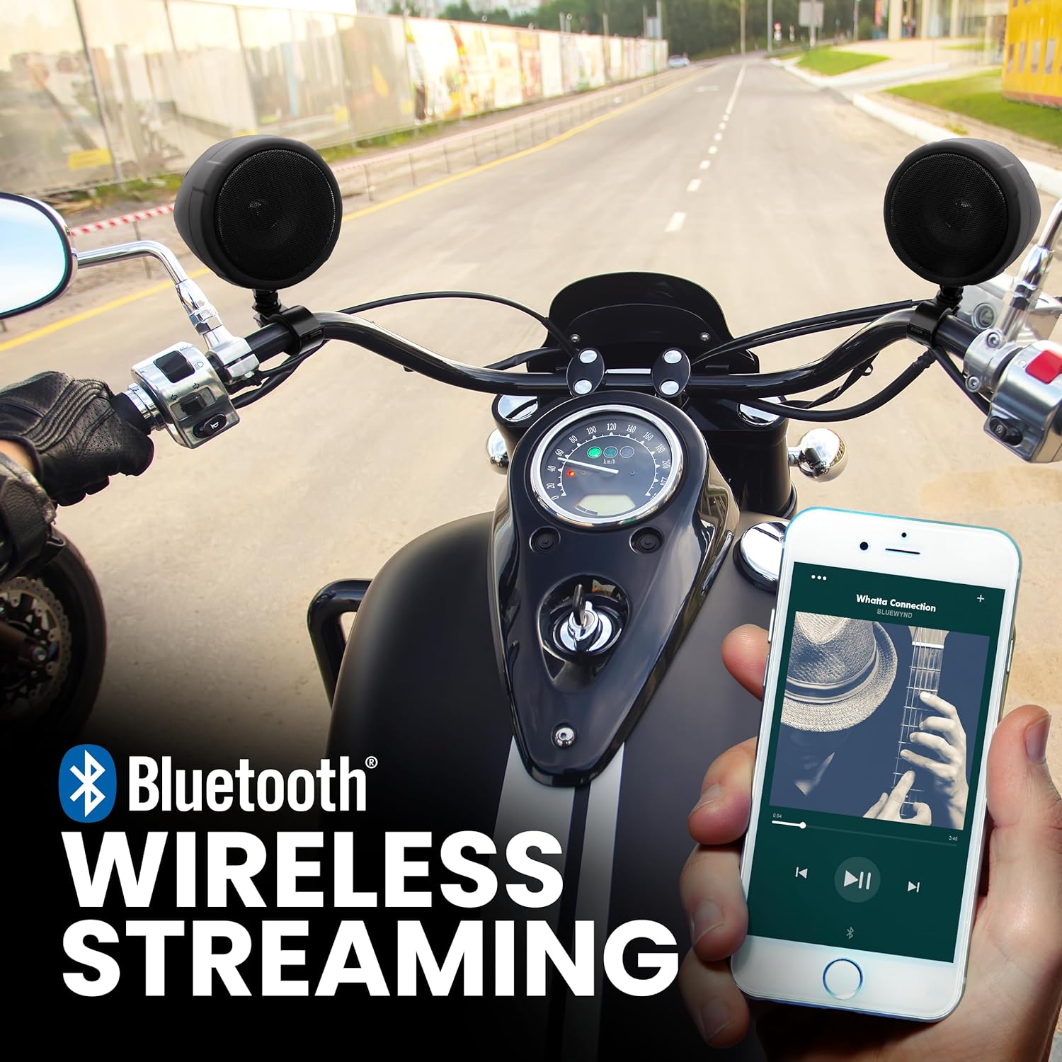 BOSS Audio Systems MCBK520B Motorcycle 3 Inch Stereo Speakers and Amplifier Audio Sound System - Bluetooth 2 Channel Amplifier, Weatherproof, FM Tuner, USB, SD, Auxiliary In, ATV UTV Compatible